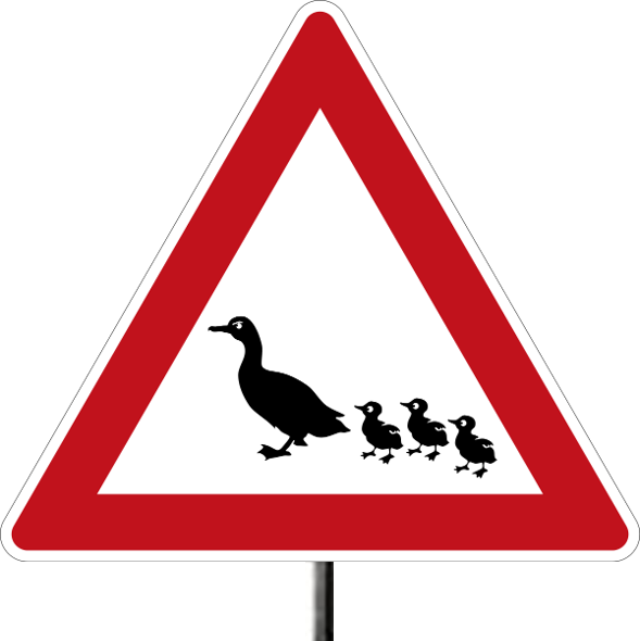 N Scale - Duck Crossing Sign Pack – 4 Fun Signs with Metal Poles