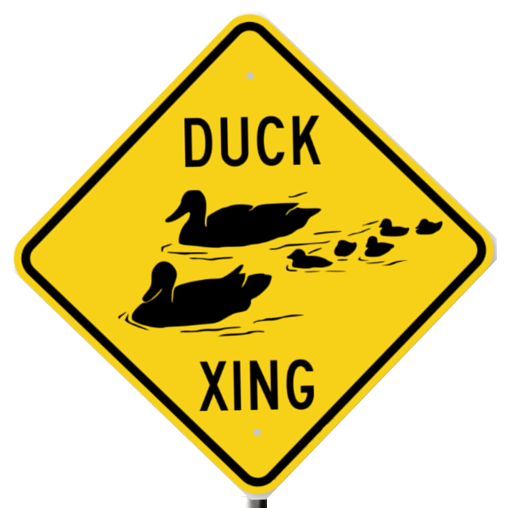 N Scale - Duck Crossing Sign Pack – 4 Fun Signs with Metal Poles