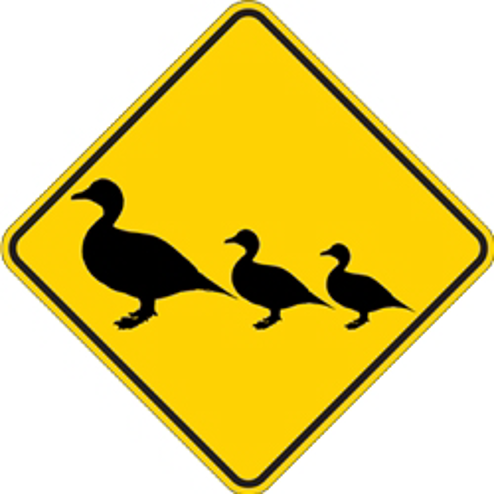 N Scale - Duck Crossing Sign Pack – 4 Fun Signs with Metal Poles