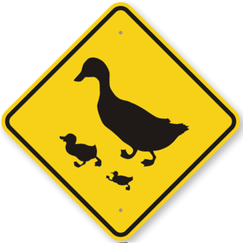 N Scale - Duck Crossing Sign Pack – 4 Fun Signs with Metal Poles