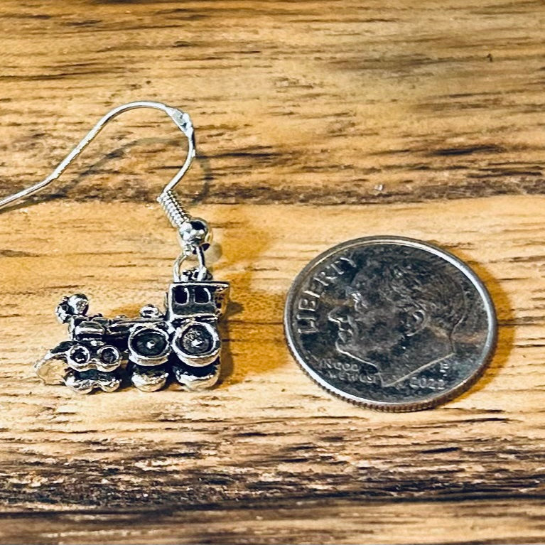 Charming Steam Engine Earrings – Vintage Train Jewelry for Railroad Lovers