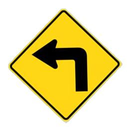 S Scale - Curve Warning Signs – 45° or 90°, Choose Direction (with Metal Poles) - 4 Pack