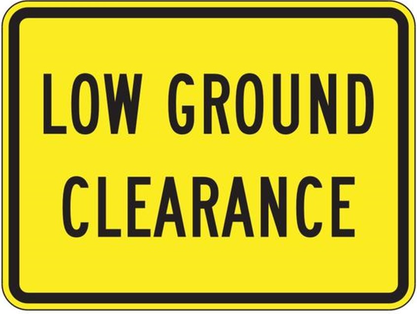 O Scale - Low Ground Clearance Graphic and Written Warning - 2 Pack -Metal Pole