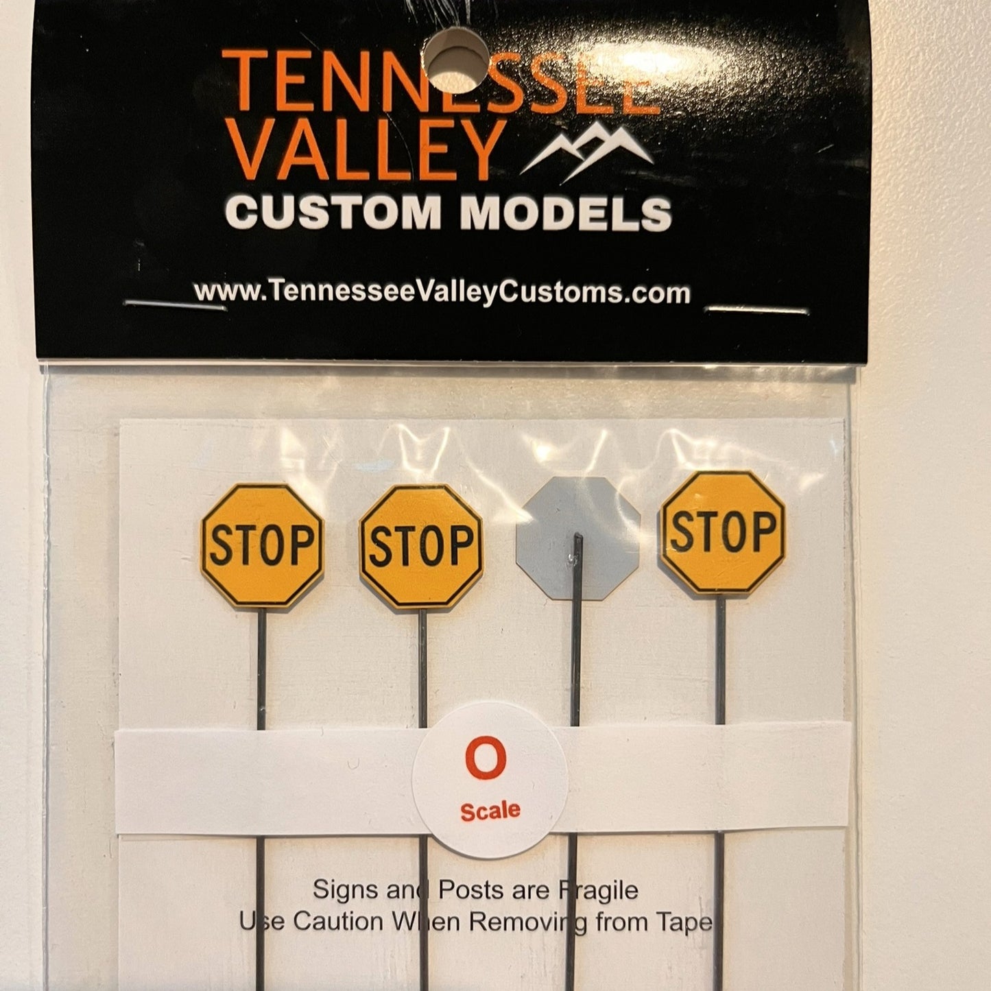 O Scale - Yellow Stop Sign - 4 Pack - Choice of Poles