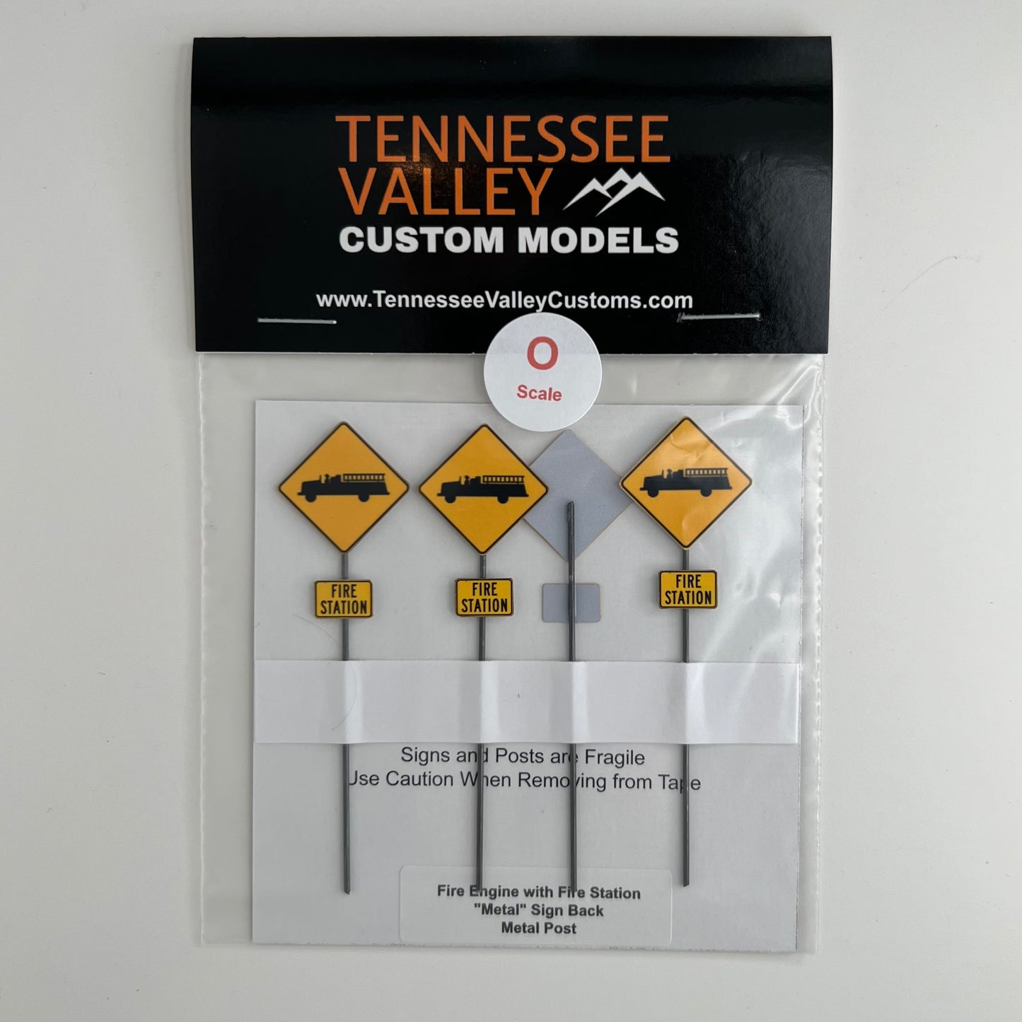 Model Railway Sign, Model Railroad Sign, Fire Station Sign, Fire Engine Graphic, Gold background, Diamond Shape, four pack, Model Railroad Layout, Model Train Sign, Diorama, metal pole, white post, brown post, Scale, O Gauge, N Scale, N Gauge, HO Scale, HO Gauge, S Scale, S Gauge 