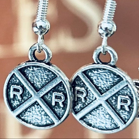 Railroad Crossing Earrings – Vintage RR Charm Jewelry for Train Lovers