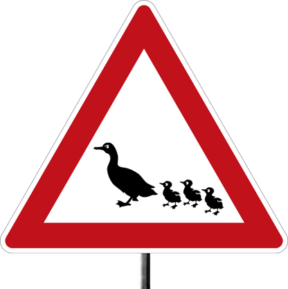 N Scale - Duck Crossing Sign Pack – 4 Fun Signs with Metal Poles