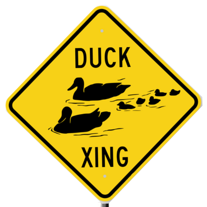 N Scale - Duck Crossing Sign Pack – 4 Fun Signs with Metal Poles