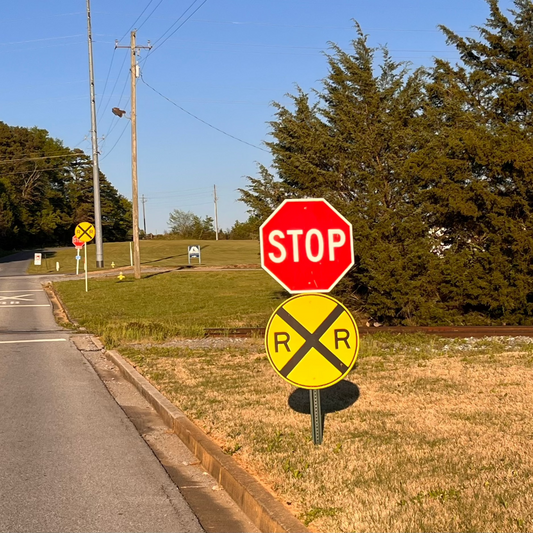 HO Scale - Stop Sign and Advanced Warning 2 Pack- Choice of pole