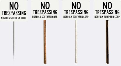 N Scale - Norfolk Southern No Trespassing Sign - 4 Pack -  Choice of Posts