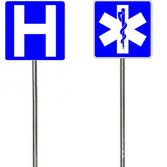 HO Scale - Hospital Signs - 4 Pack -Metal Pole