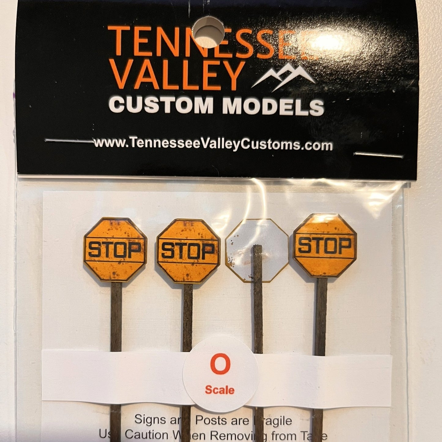 S Scale - Yellow Stop Sign - Horizontal - 4 Pack - Choice of Poles