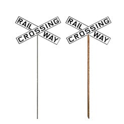 Model Railroad Old Style Canadian Railway Crossing Crossbucks on wood and metal poles