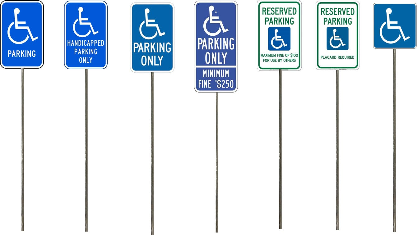 Model Railroad Handicapped Parking signs. Blue and white, parking and fines. N Gauge , N Scale