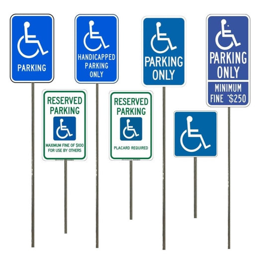 Model Railroad Handicapped Parking signs. Blue and white, parking and fines. HO Gauge ,  HO Scale