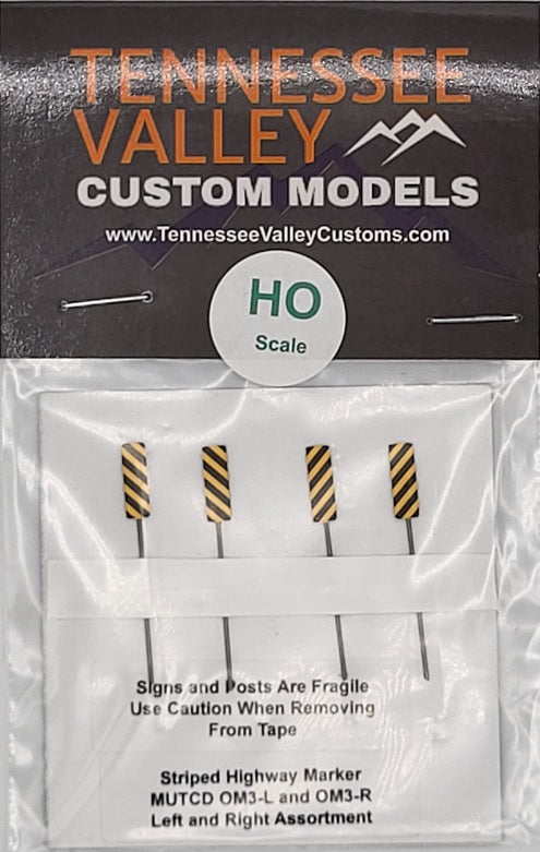 Model Railroad Hazard Markers HO scale four pack Left and Right markers. HO Gauge