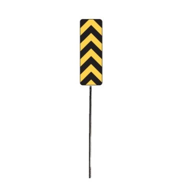 Model Railroad Hazard Markers, gold and black stripe chevron style with metal pole. N Gauge, N Scale